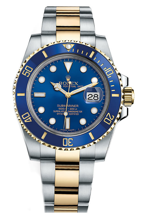 Fake Rolex Submariner Blue Steel and Gold