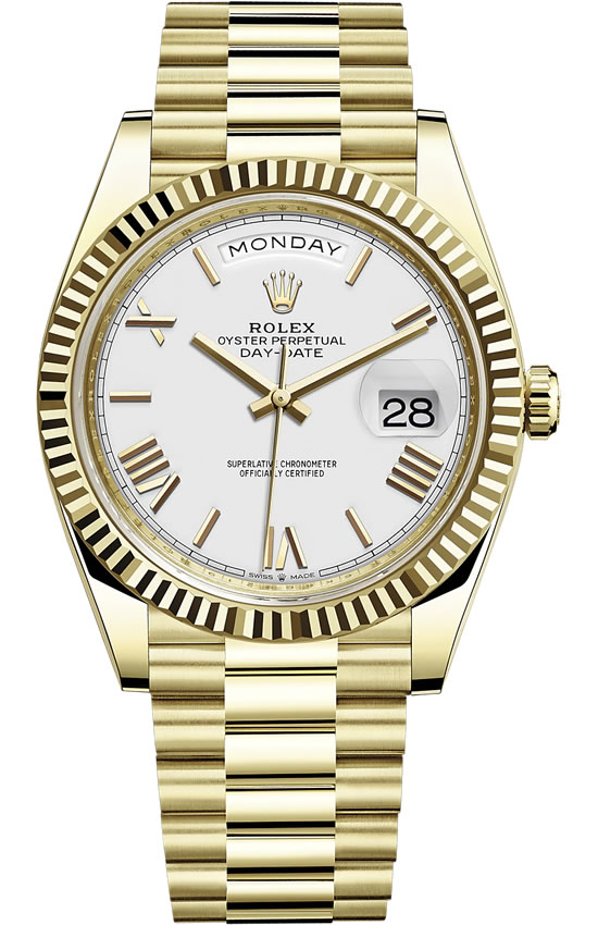 Fake Rolex Day-Date All Gold White 